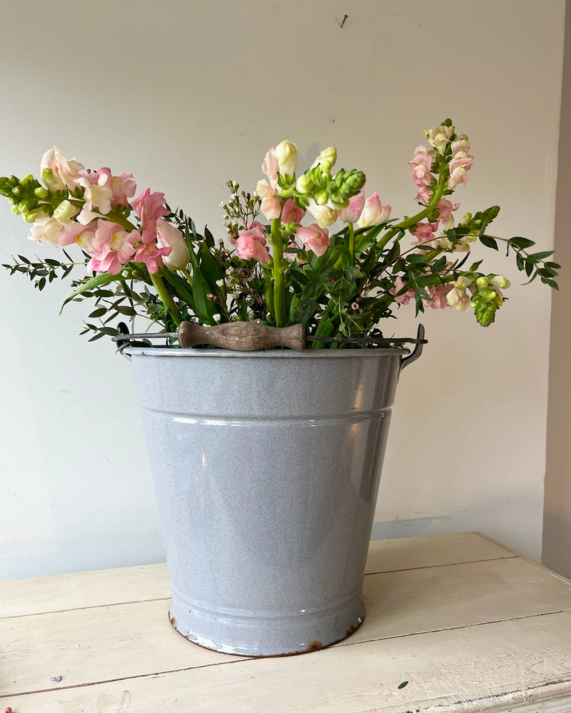 Vintage grey enamel bucket