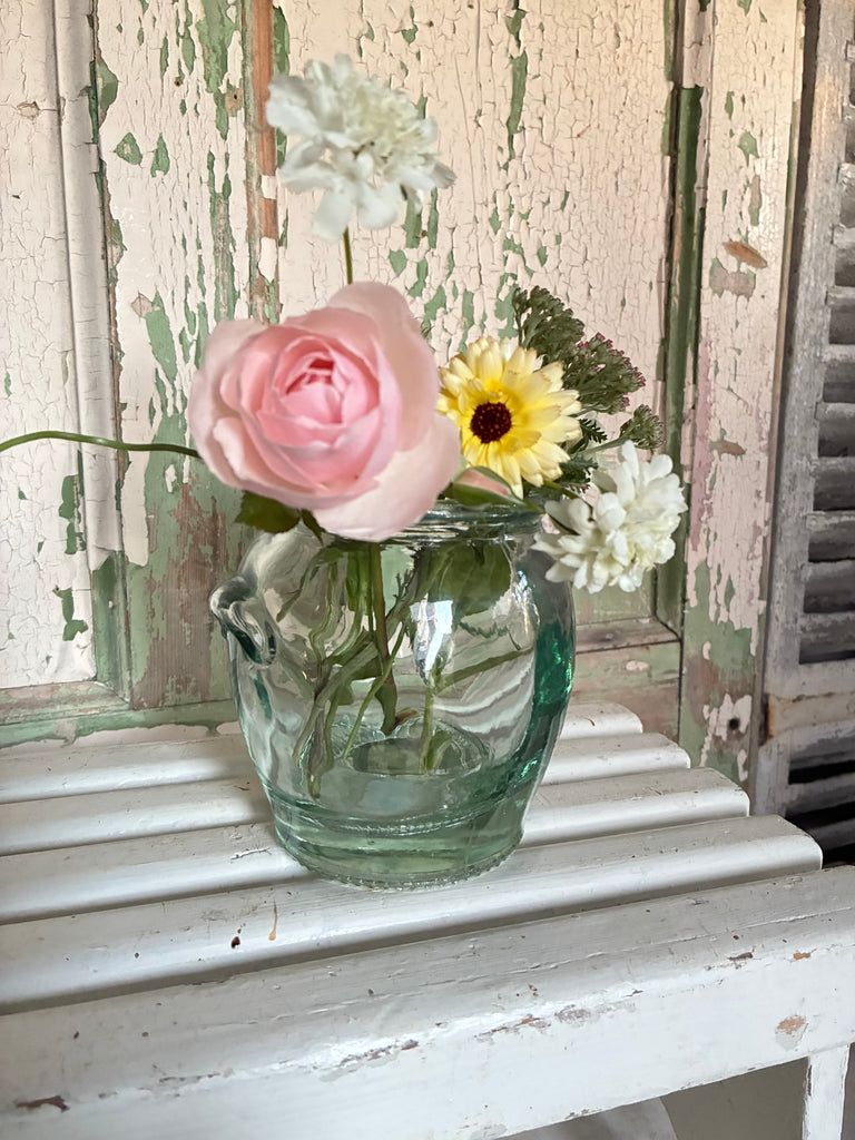 Green glass confit pot
