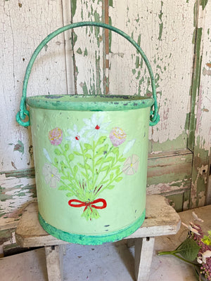 Hand painted vintage French paint kettle