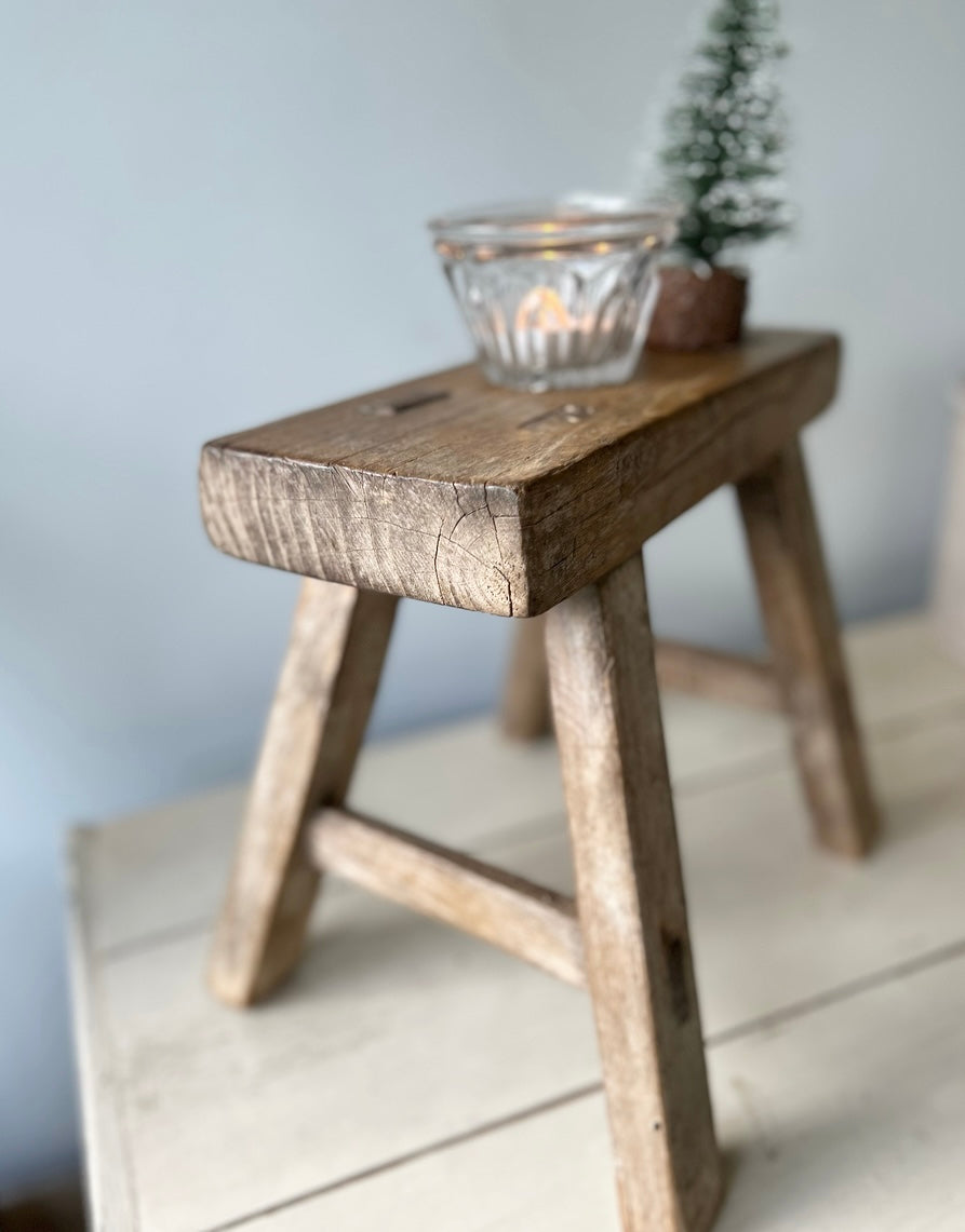 Rustic elm stool